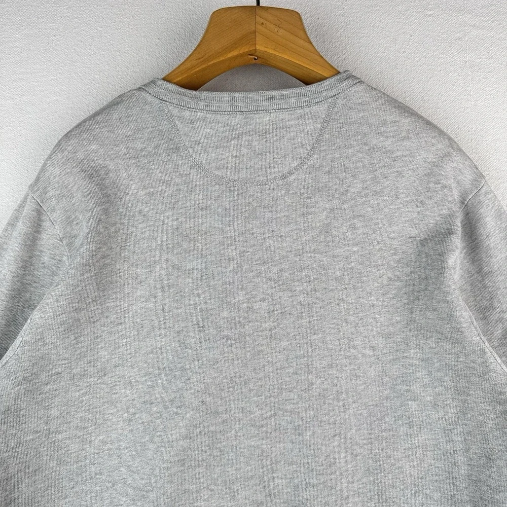 90s Vintage Polo Ralph Lauren Mens‎ Large Henley Sweatshirt Gray *Distressed